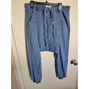 COPY - ONE TEASPOON Luxe Harem Washed Blue Drop Crotch Jeans Jogger Medium